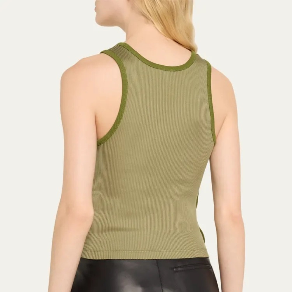 SOLD NWT LOEWE Anagram Tank Top Ribbed Military Green Size Large 100% silk $690 - Picture 9 of 10